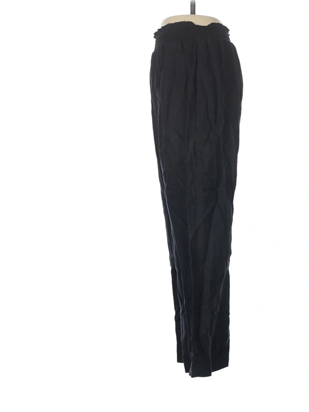 Reformation Vera Linen Pants Black Smocked Waist Wide Leg Pants Size medium